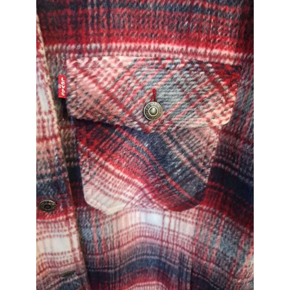 NWT Levi Strauss Flannel Fleece Lined Full‎ Zip Jacket Size Small